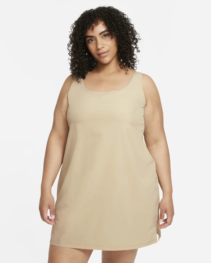 Nike Bliss Luxe Women's Plus Size Training Dress in Rattan/Clear - Workout & Gym Apparel