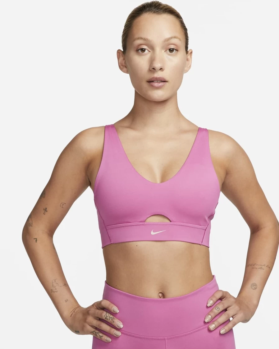 Nike Indy Plunge Cutout Women's Medium-Support Sports Bra - Cosmic Fuchsia/Fossil Stone