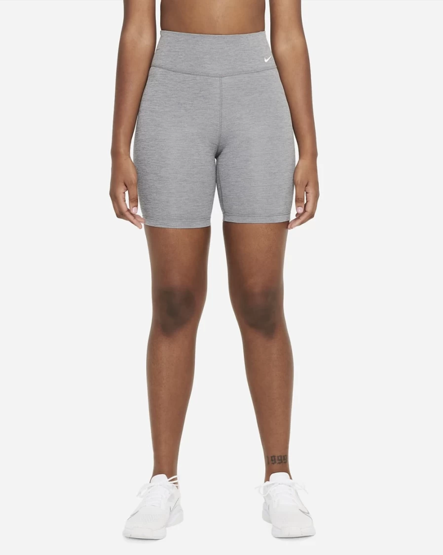 Nike One Women's Mid-Rise 7" Biker Shorts in Iron Grey, Heather & White | Athletic Workout Shorts for Women