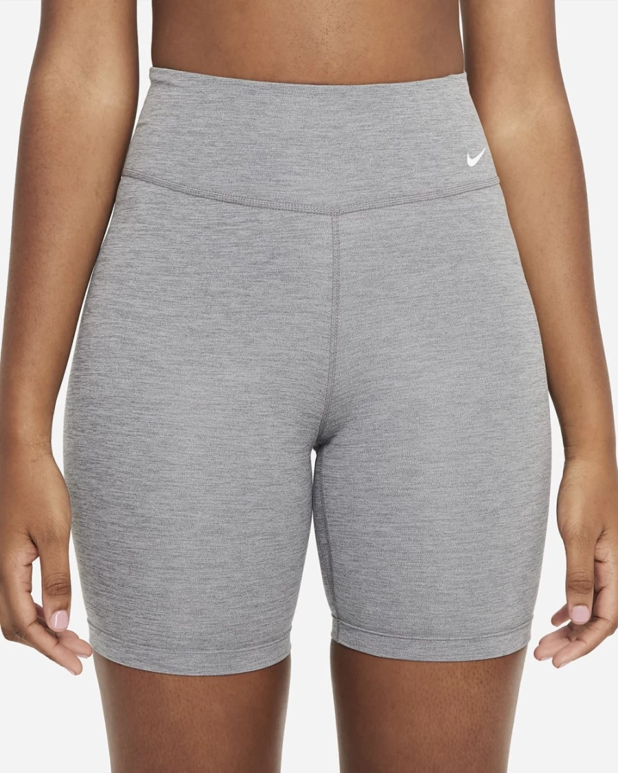 Nike Women's One Mid-Rise 7" Biker Shorts in Iron Grey Heather White