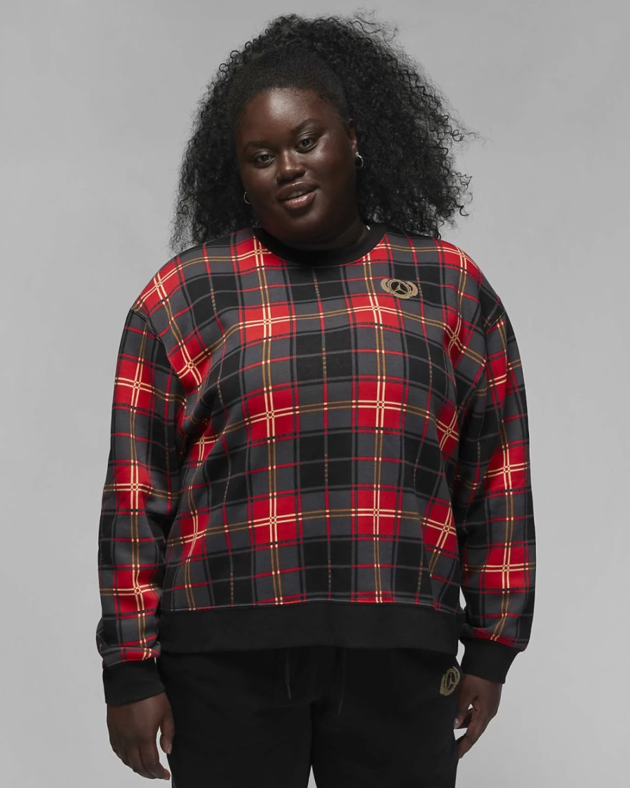 Nike Women's Plus Size Jordan Brooklyn Fleece Crewneck Sweatshirt - Fire Red/Dark Driftwood