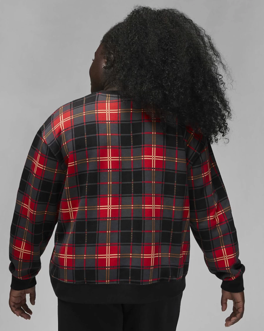 Nike Women's Plus Size Jordan Brooklyn Fleece Crewneck Sweatshirt - Fire Red/Dark Driftwood