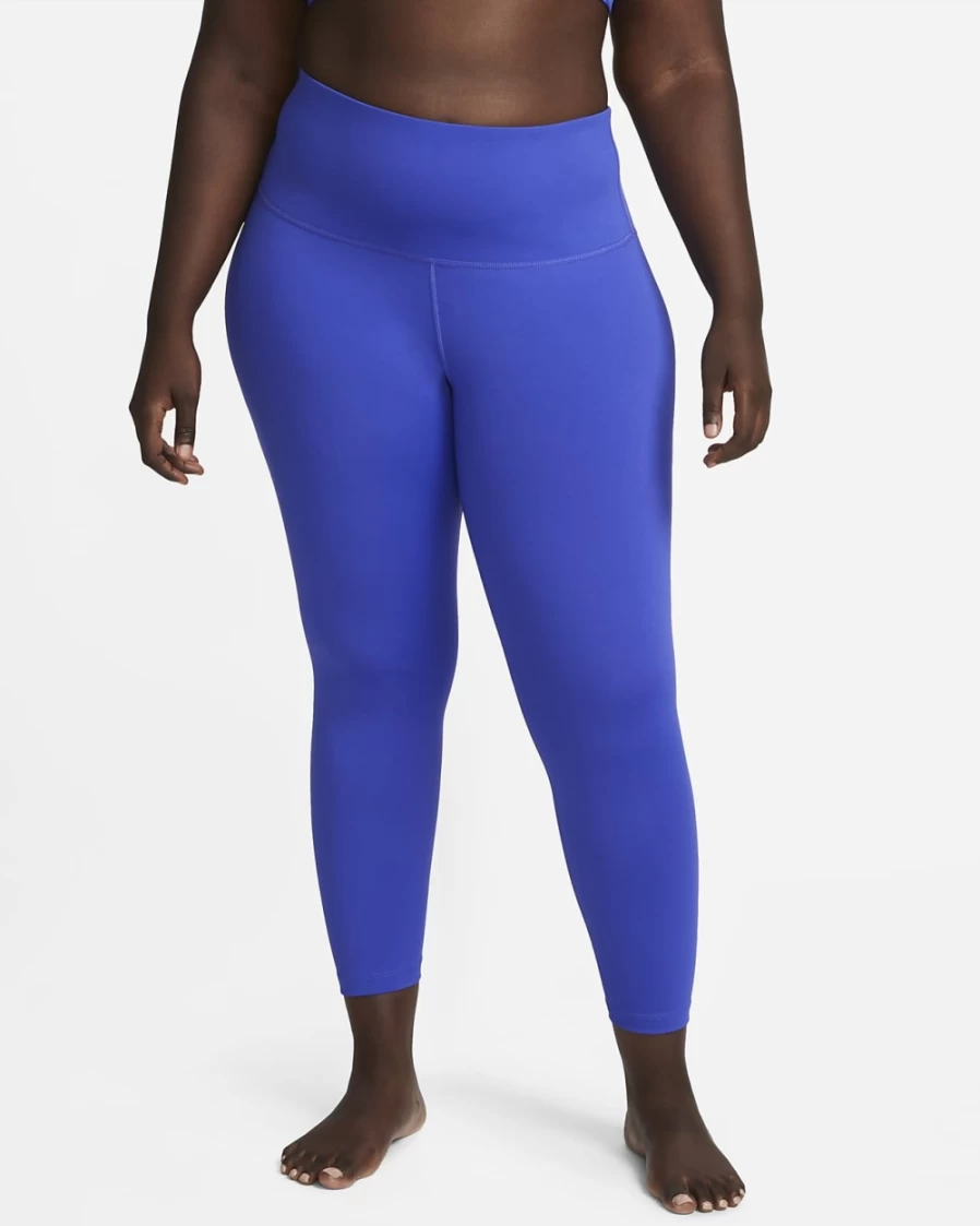 Nike Women's High-Waisted 7/8 Yoga Leggings in Lapis & Iron Grey - Plus Size Workout Tights