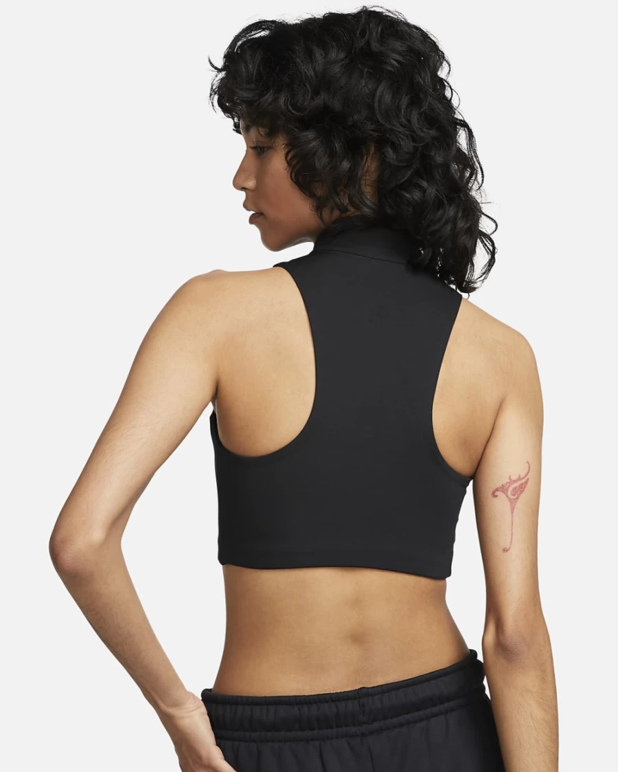Nike Air Swoosh Women's Medium-Support 1/2-Zip Sports Bra - Black/White