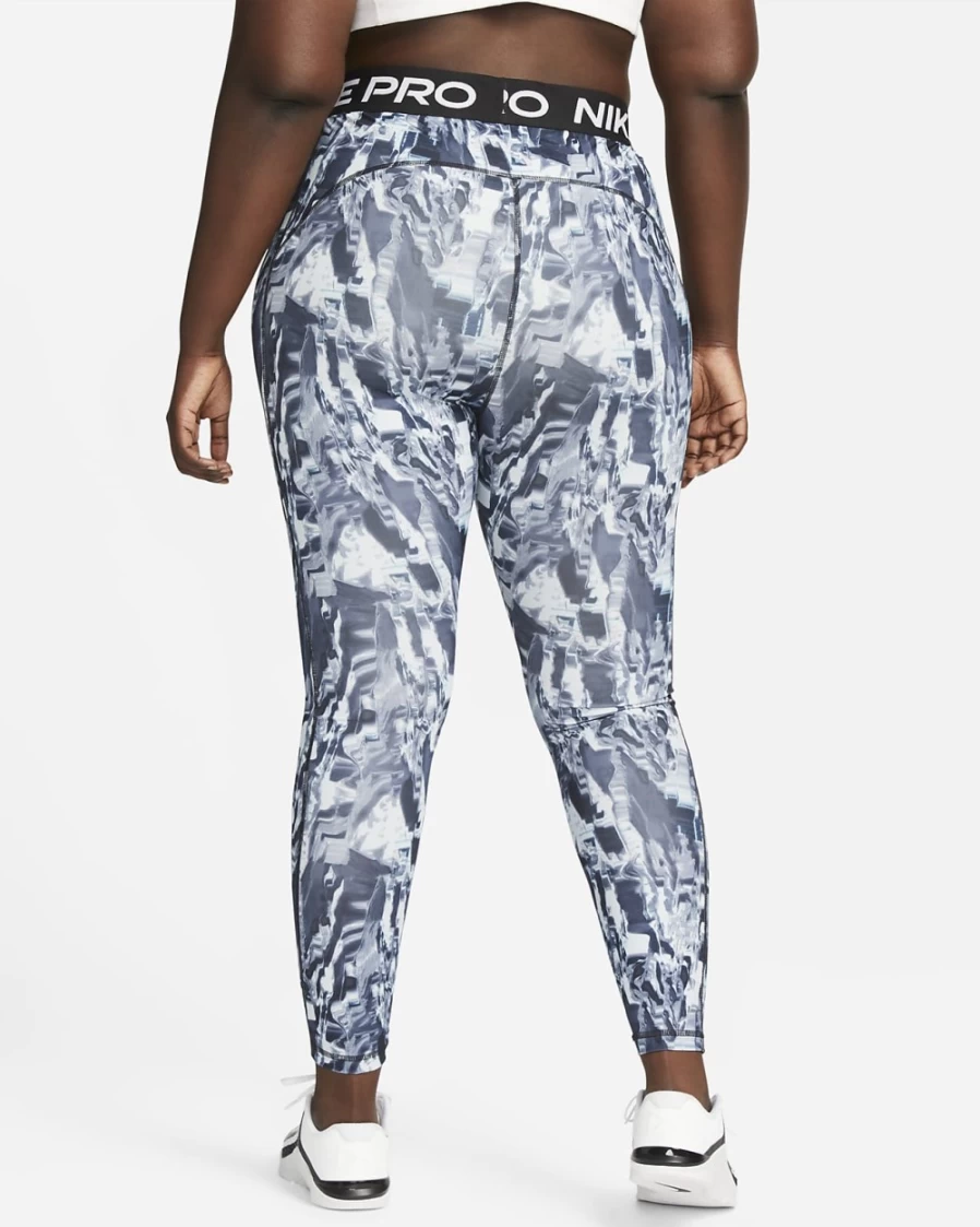 Nike Pro Women's Plus Size Black/Black Mid-Rise Allover Print Training Leggings