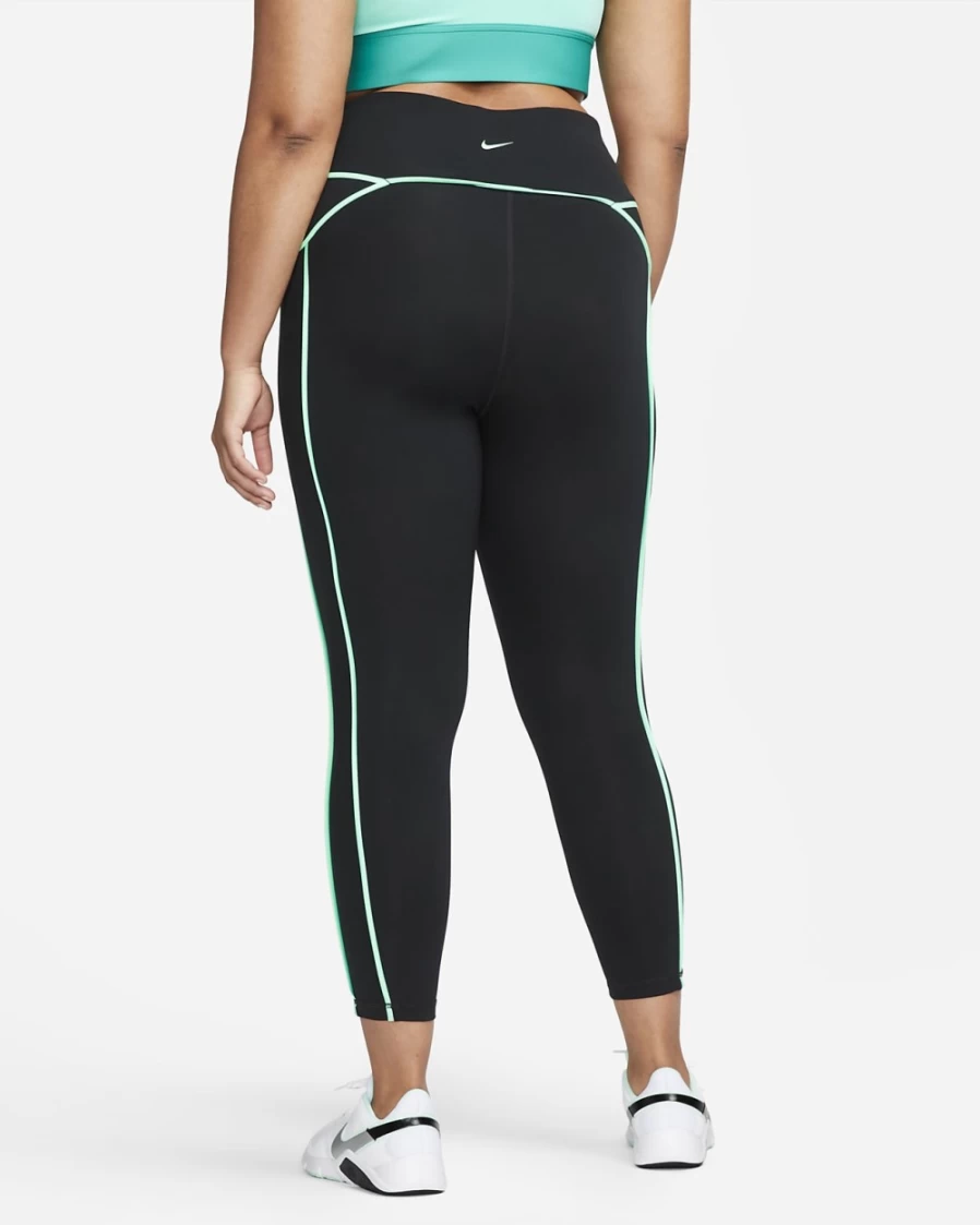 Nike Pro Women's Plus Size Mid-Rise 7/8 Training Leggings - Black, Green Glow, Dark Smoke Grey