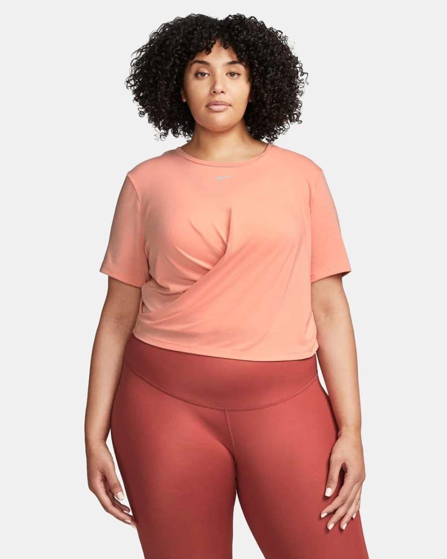 Nike Dri-FIT One Luxe Women's Light Madder Root Cropped Short-Sleeve Top - Plus Size Activewear