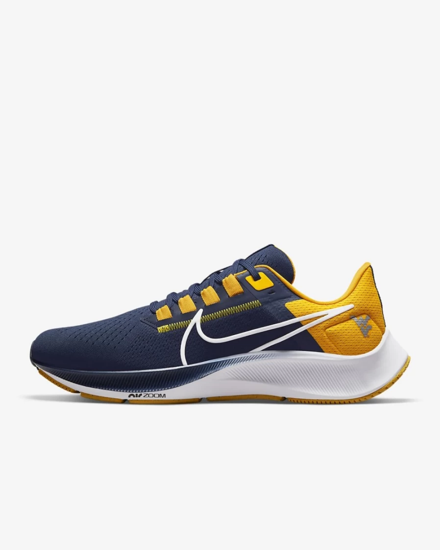 Nike Pegasus 38 Running Shoes for Men & Women - College Navy/University Gold/White - West Virginia Edition