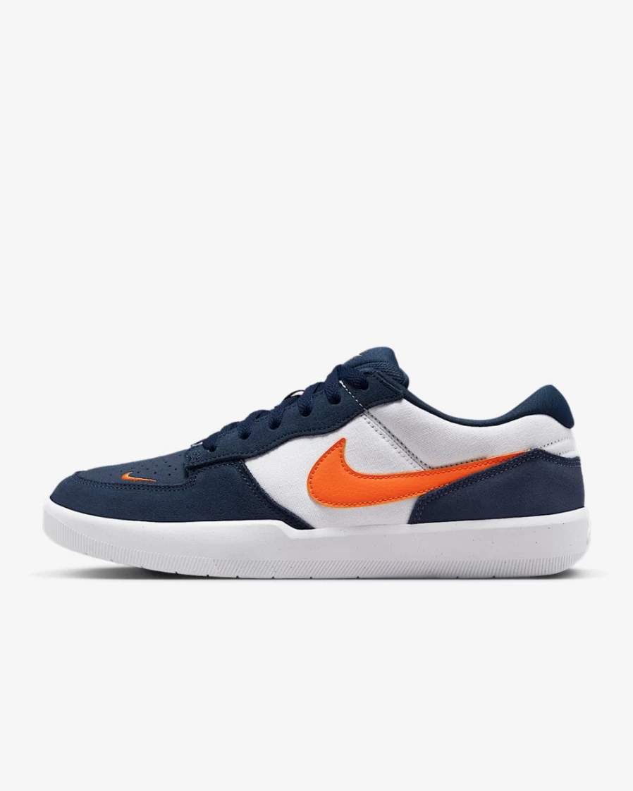 Nike SB Force 58 Skate Shoes for Men & Women - Midnight Navy, White, Diffused Blue, Safety Orange