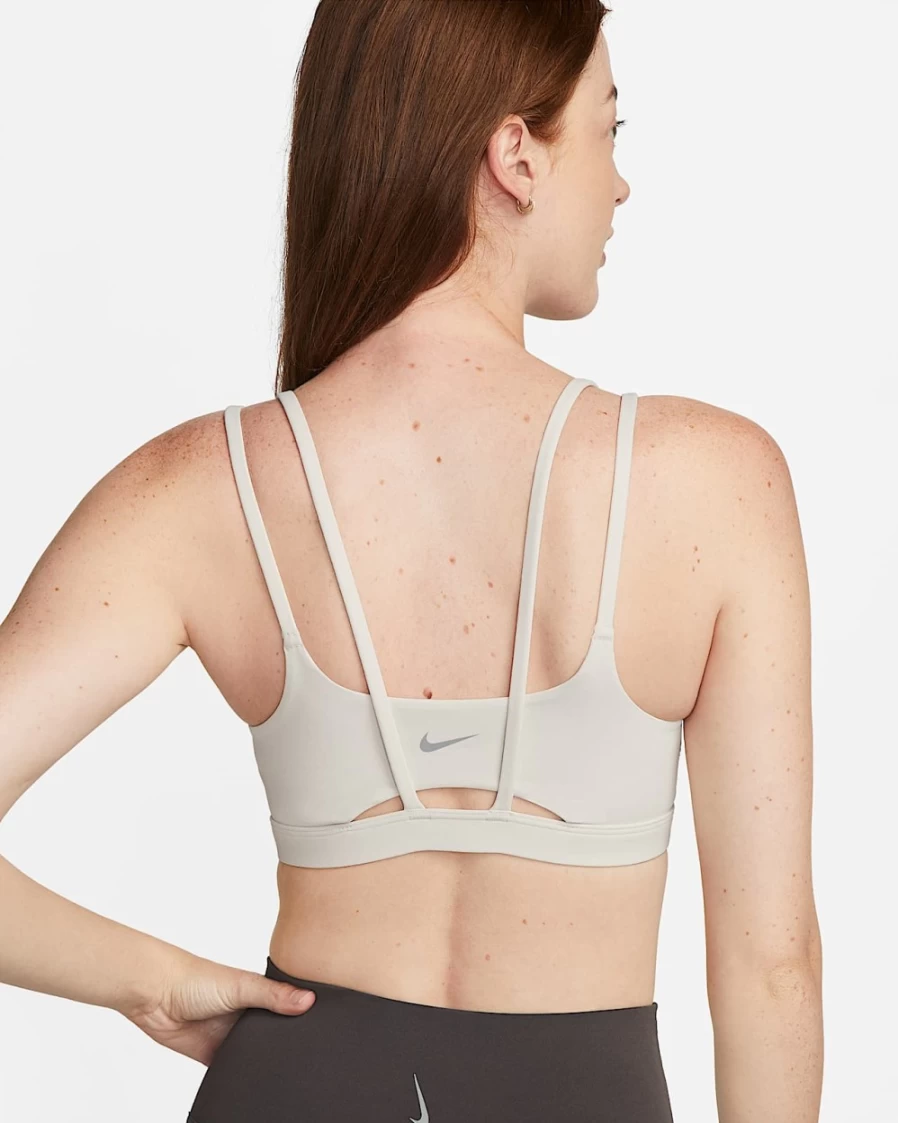 Nike Women's Alate Trace Light-Support Sports Bra - Light Orewood Brown/Sail, Padded & Strappy Design for Comfort