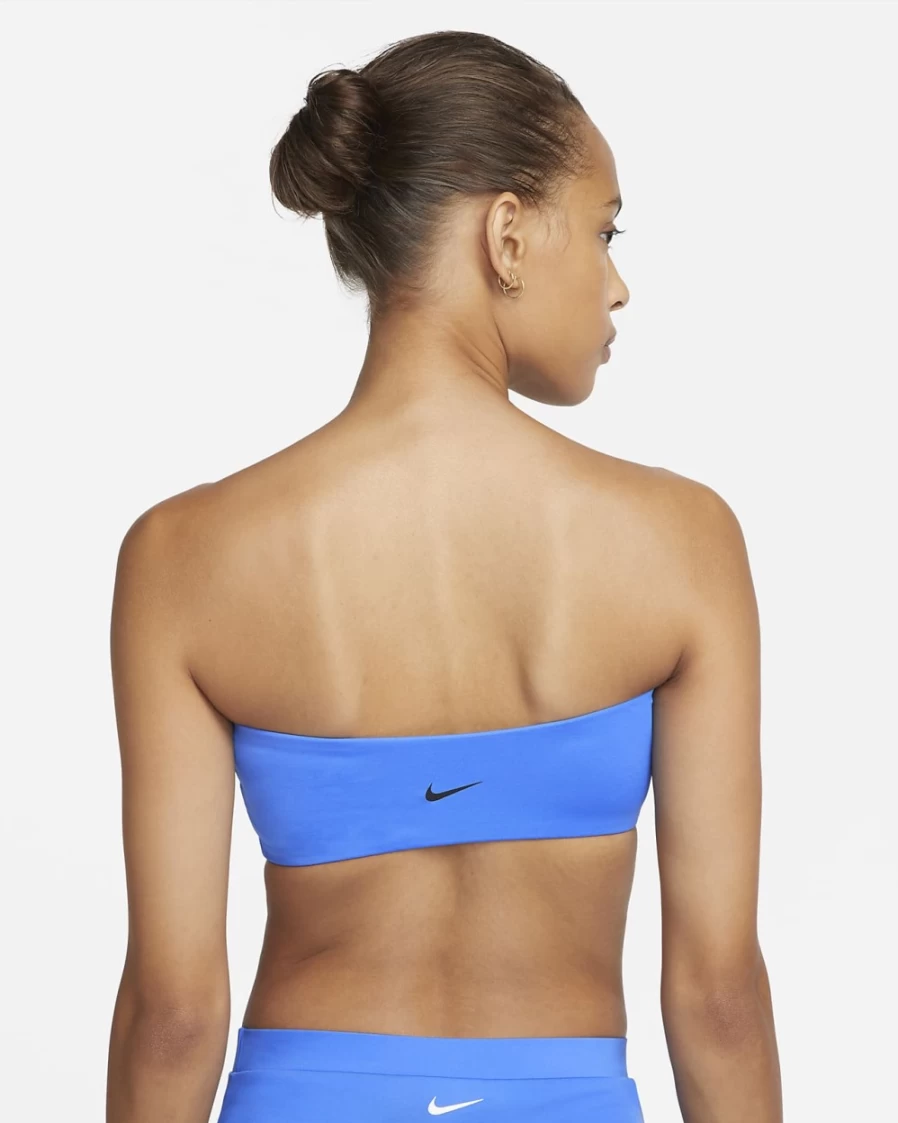 Nike Women's Pacific Blue Multi Logo Bandeau Bikini Top