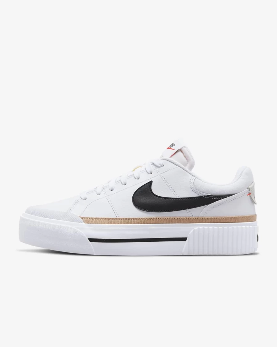 Nike Court Legacy Lift Women's Sneakers in White, Hemp, Team Orange & Black - Casual Athletic Shoes