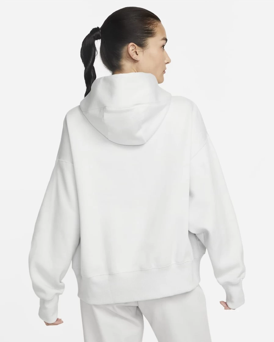Nike Women's Phoenix Fleece Oversized Hoodie - Photon Dust/Black Pullover Sweatshirt