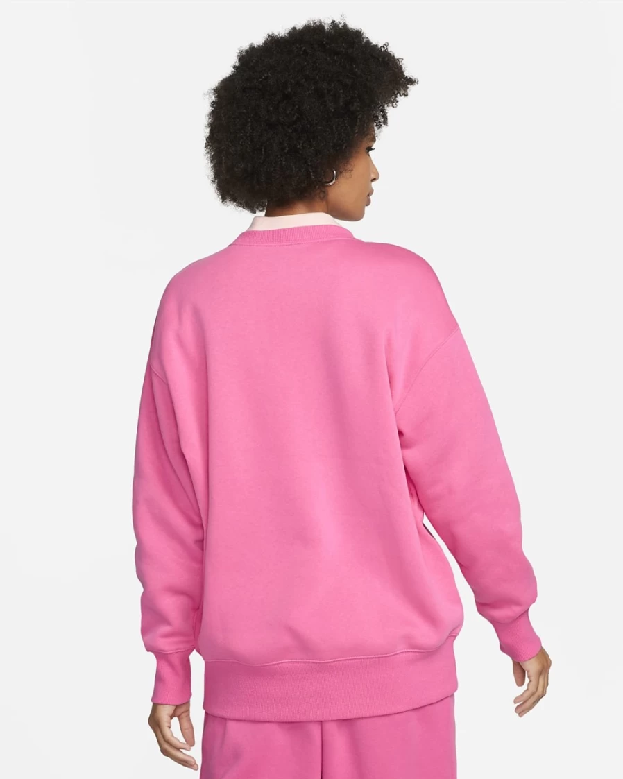 Nike Women's Oversized Pink Fleece Crewneck Sweatshirt - Pinksicle/Sail Comfort Fit Sweater