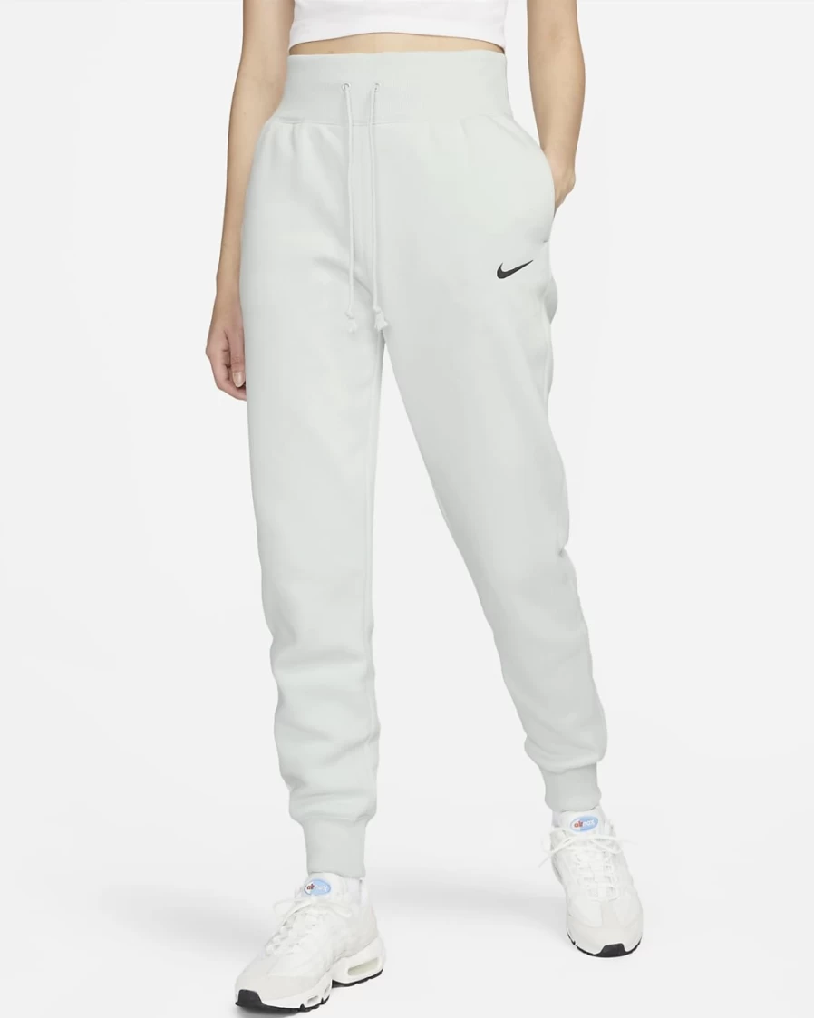 Nike Women's High-Waisted Phoenix Fleece Joggers in Photon Dust/Black - Comfortable Sportswear for Running & Lounge
