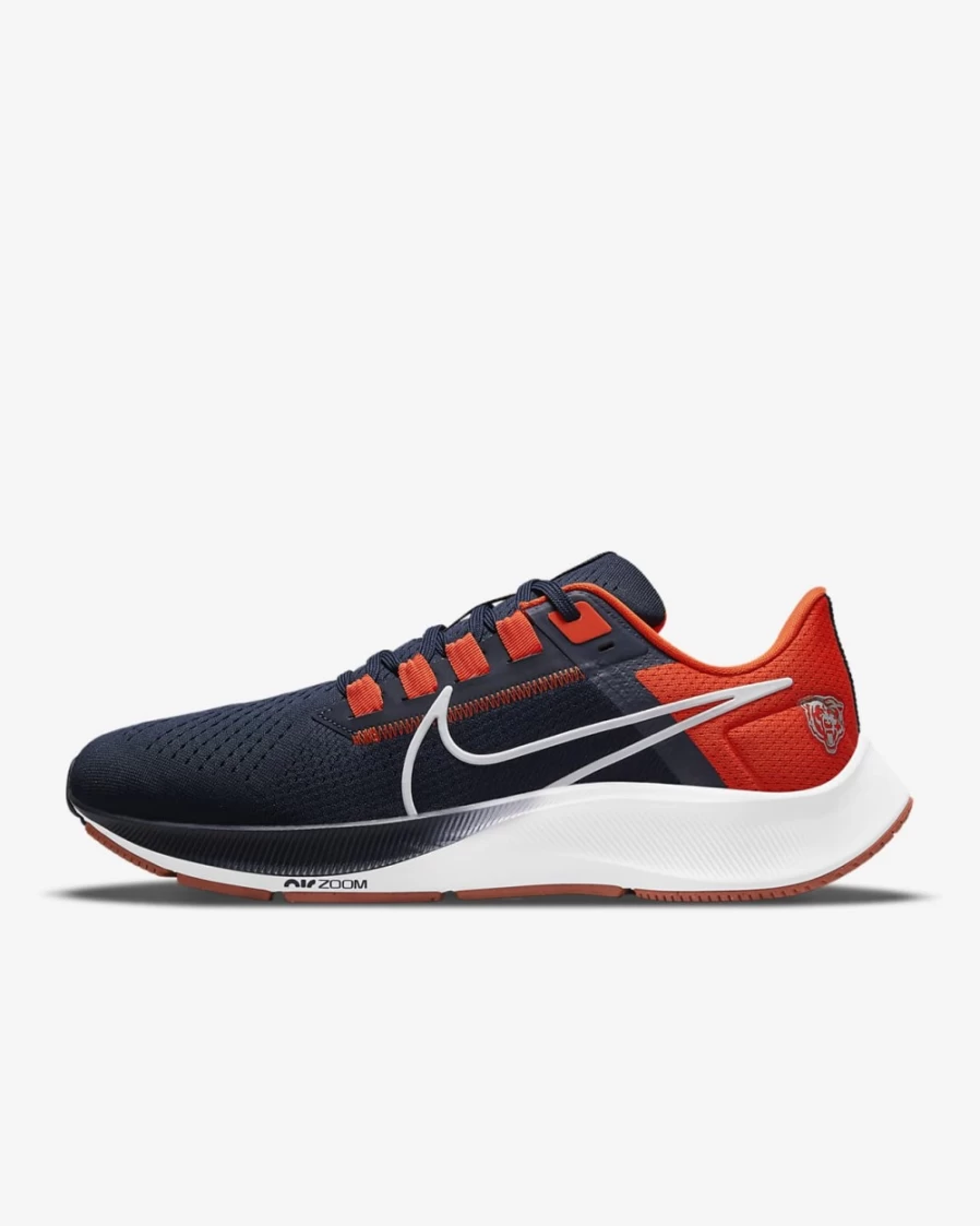 Nike Pegasus 38 Men's & Women's Running Shoes - Chicago Bears NFL Edition in Marine/University Orange/White