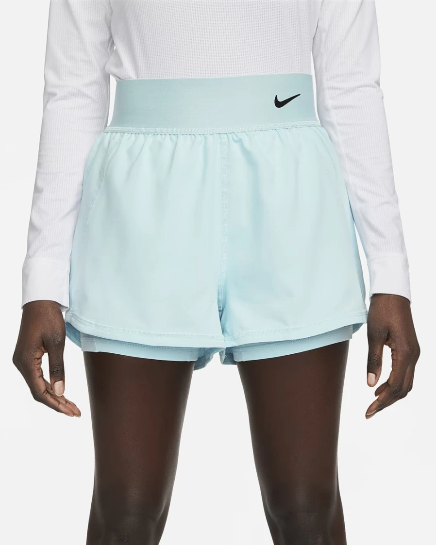 NikeCourt Dri-FIT Advantage Women's Tennis Shorts in Ocean Bliss/Black - Moisture-Wicking & Comfort Fit