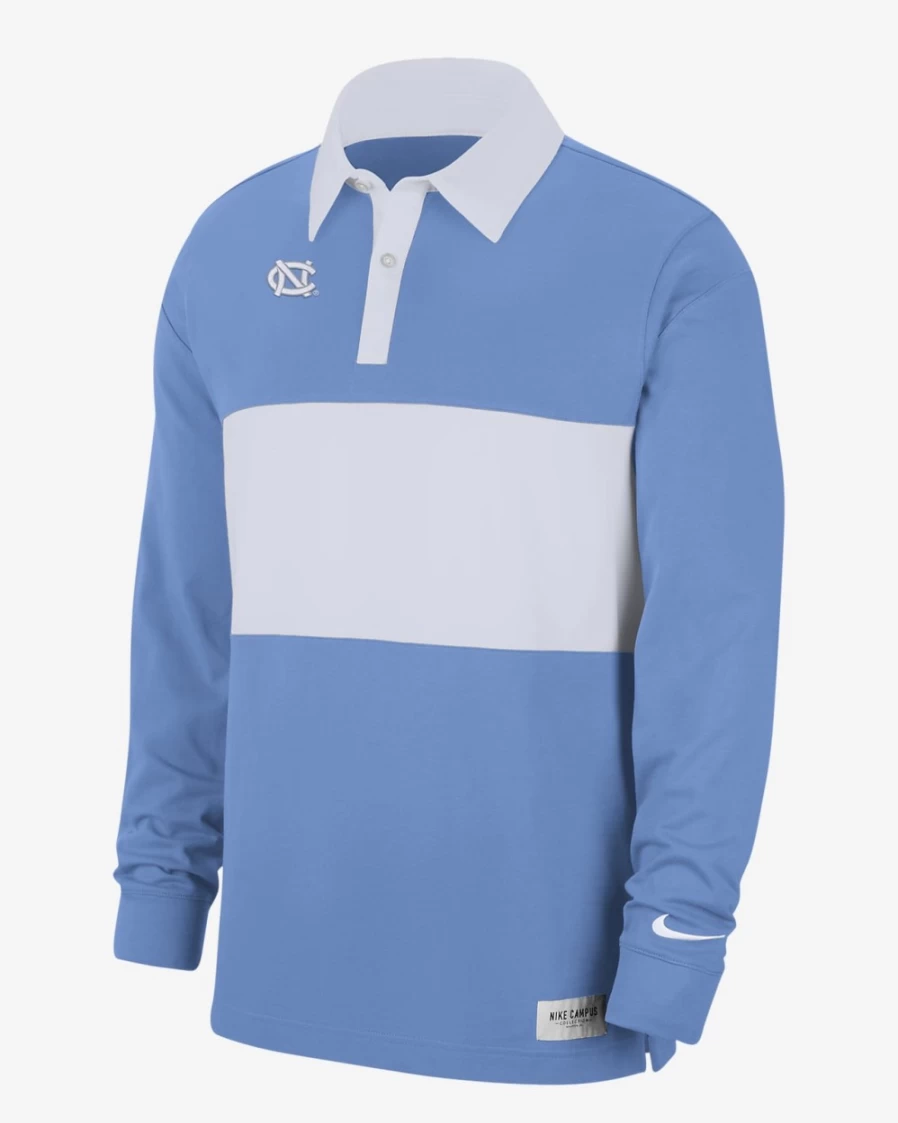 Nike UNC Valor Blue/White Striped Long-Sleeve Polo for Men and Women