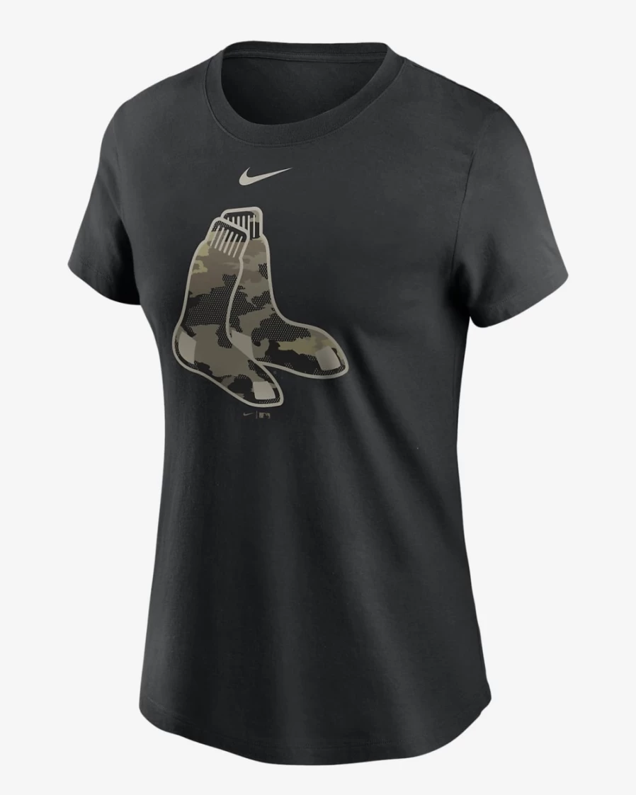 Nike Women's Black Boston Red Sox Alternate Camo Logo T-Shirt MLB