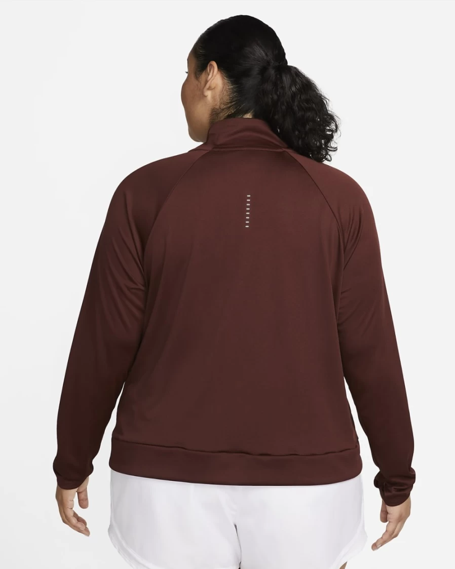 Nike Dri-FIT Swoosh Run Women's 1/4-Zip Running Midlayer - Bronze Eclipse/Redstone/White Plus Size Top