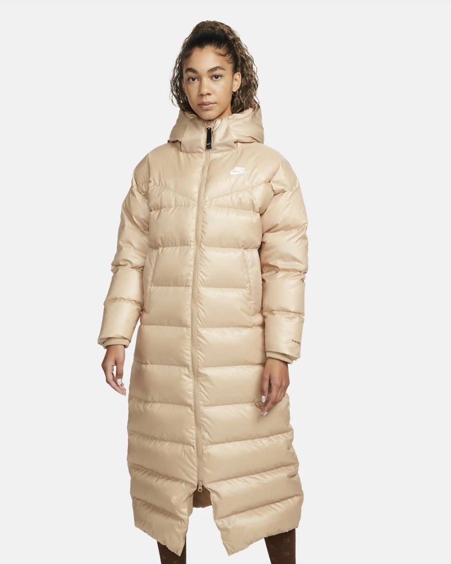 Nike Therma-FIT Women's Hemp/White Winter Parka Jacket - Sportswear City Series Warm Coat