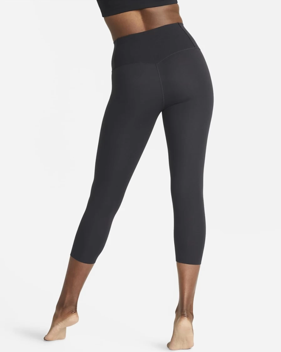 Nike Zenvy Women's High-Waisted Cropped Leggings - Black/Black - Gentle Support Workout Leggings