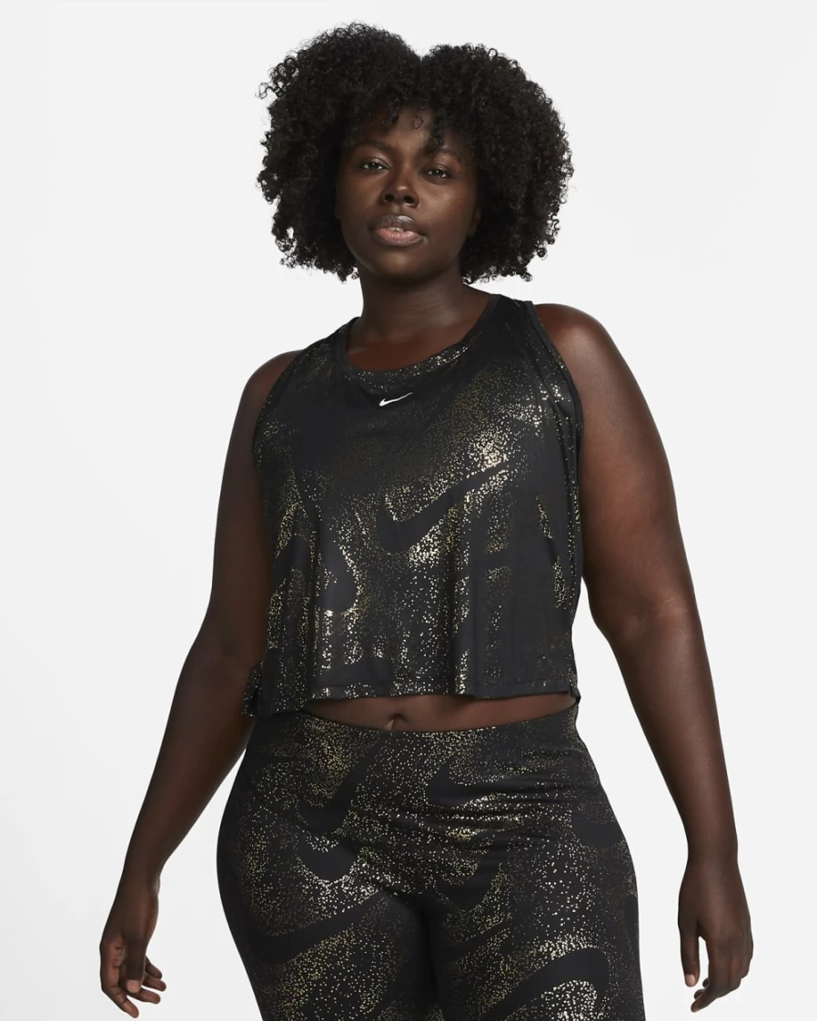 Nike Dri-FIT One Women's Plus Size Black/White Printed Workout Tank Top for Training