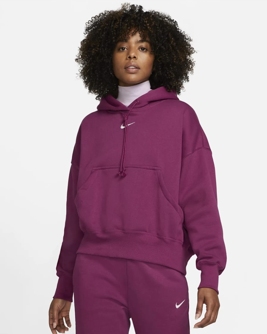 Nike Women's Rosewood/Sail Phoenix Fleece Oversized Pullover Hoodie | Sportswear Collection