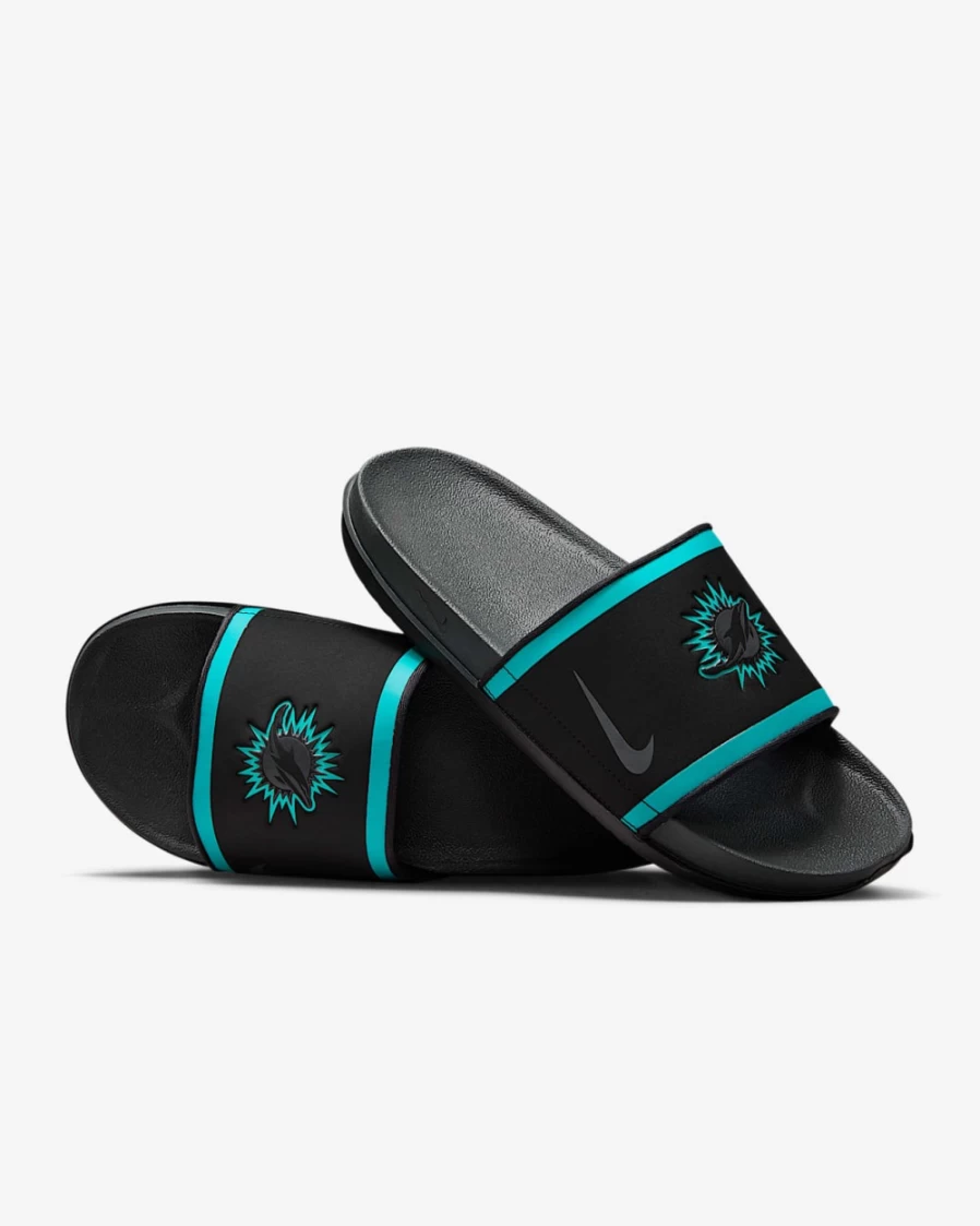 Nike Offcourt NFL Miami Dolphins Slide Sandals for Men & Women - Black/Turbo Green/Brilliant Orange/Anthracite