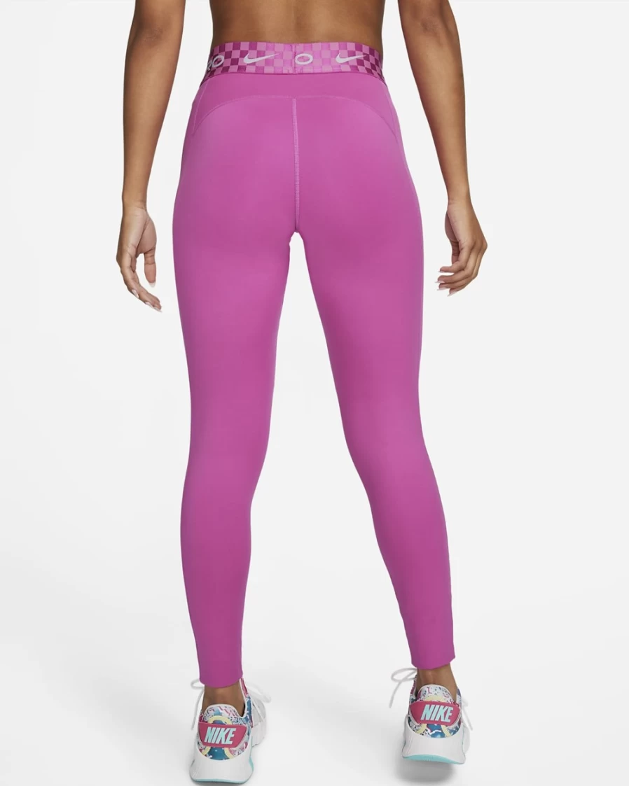 Nike Women's Pro Mid-Rise Graphic Training Leggings - Active Fuchsia/Cosmic Fuchsia/Ocean Bliss
