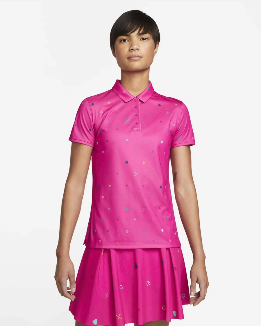 Nike Dri-FIT Victory Women's Golf Polo - Active Pink/Washed Teal Printed Performance Top