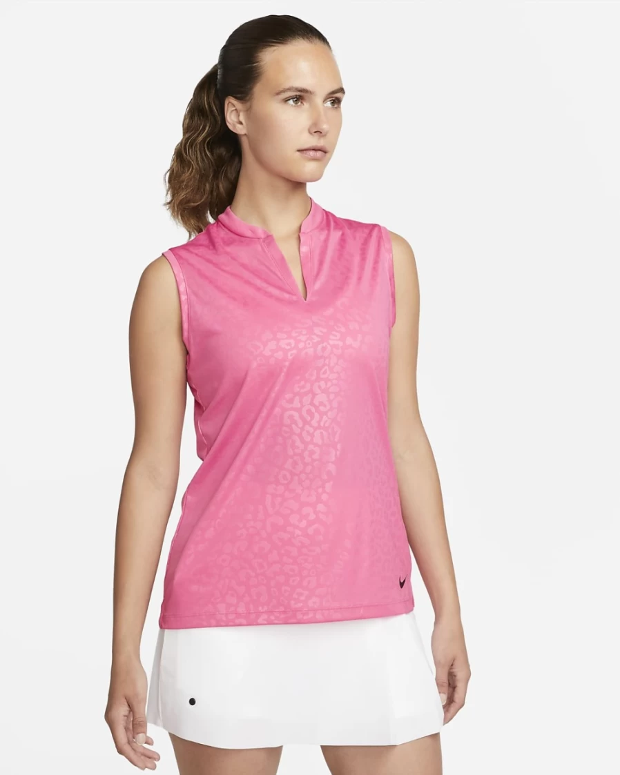 Nike Dri-FIT Victory Women's Sleeveless Golf Polo - Pinksicle/Black, Moisture-Wicking, Breathable Tennis Top for Women