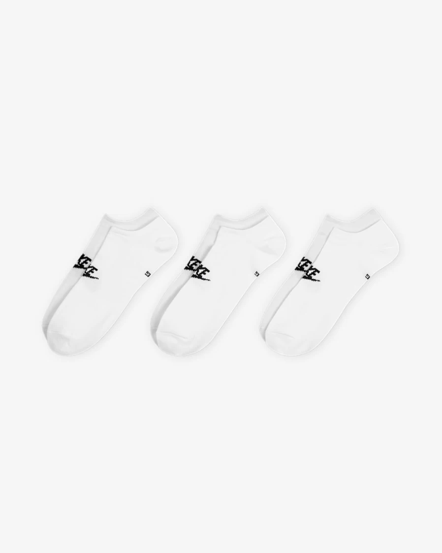 Nike No-Show Socks 3-Pack for Men & Women - White/Black Everyday Essential Sportswear