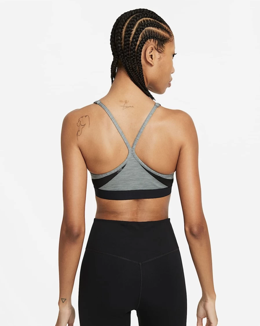 Nike Indy Women's Light-Support Sports Bra - Smoke Grey/Pure/Black/White - Padded V-Neck Design