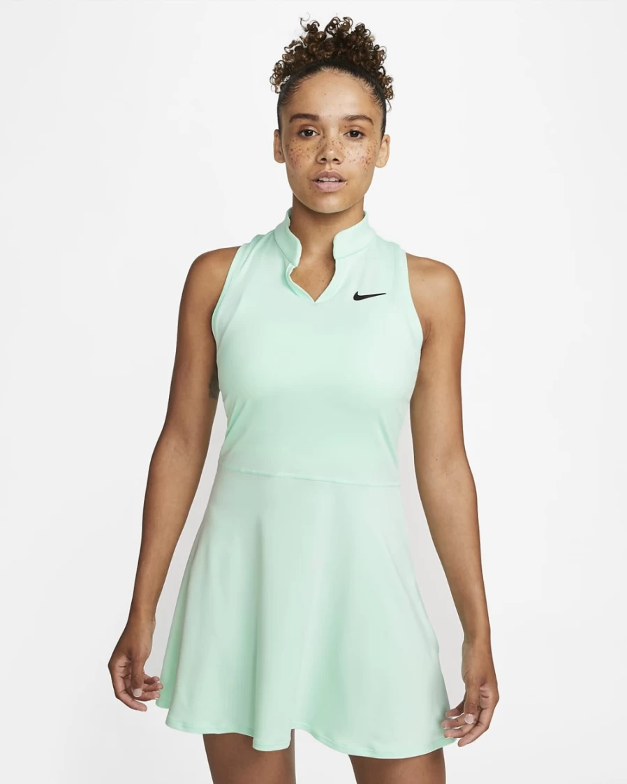 Nike Women's Mint Foam/Black Dri-FIT Tennis Dress - Court Victory Sports Apparel