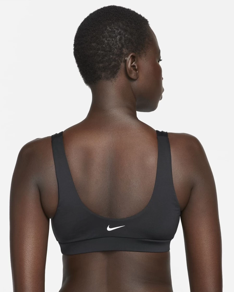 Nike Black Multi Logo Women's Scoop Neck Bikini Top - Athletic Swimwear for Women