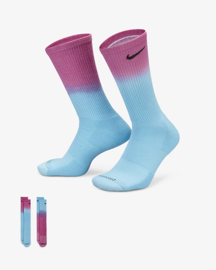 Nike Everyday Plus Multi-Color Cushioned Crew Socks for Men & Women - 2 Pairs Pack