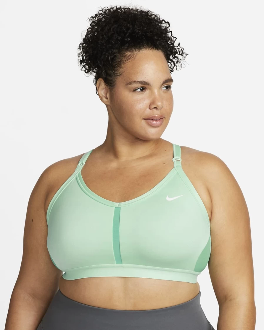Nike Women's Indy Light-Support Padded V-Neck Sports Bra Plus Size - Mint Foam/Light Menta/White