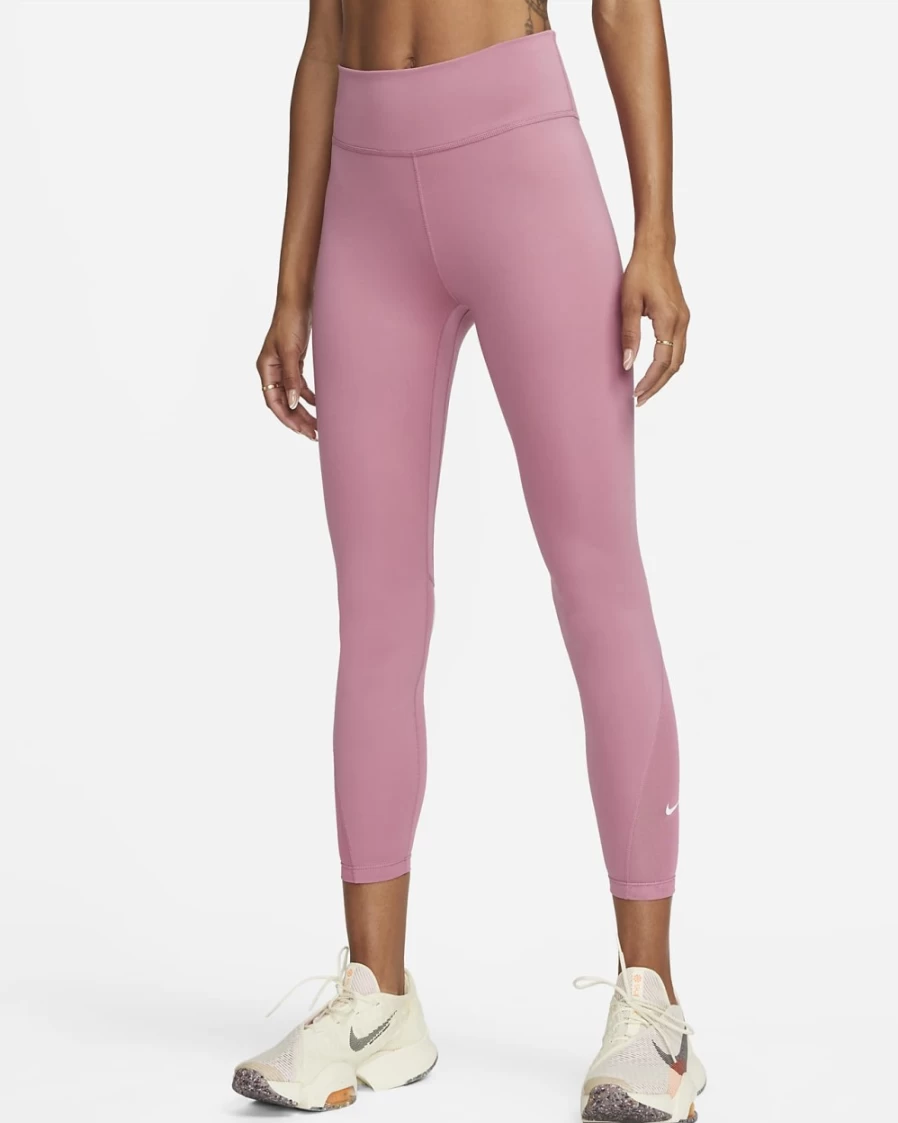 Nike Women's One Mid-Rise 7/8 Leggings with Mesh Panels in Desert Berry/White
