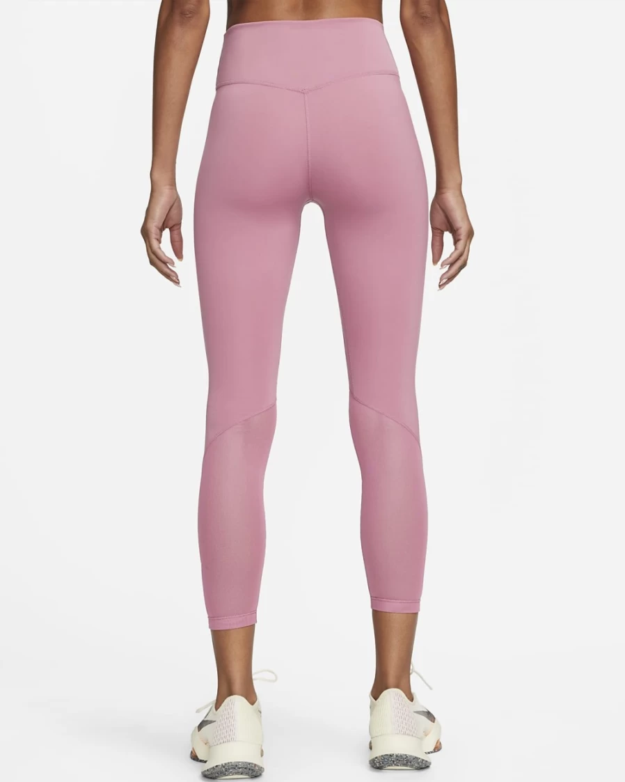 Nike Women's One Mid-Rise 7/8 Leggings with Mesh Panels in Desert Berry/White