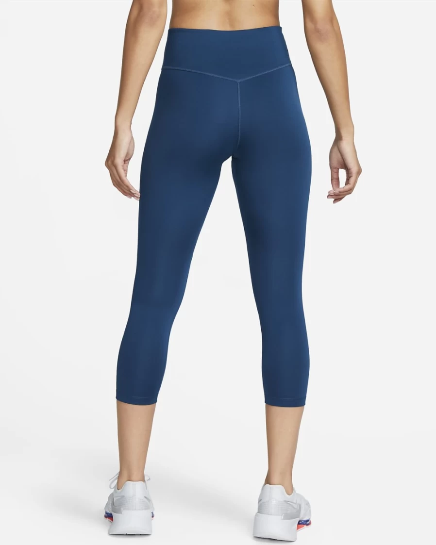 Nike One Women's Mid-Rise Crop Leggings - Valerian Blue/White Fitness Yoga Running Workout Tights