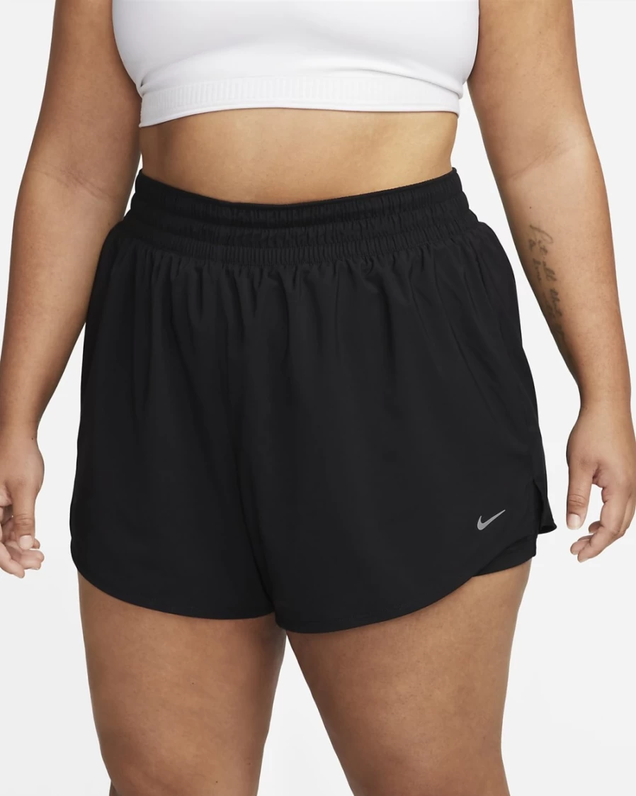Nike Dri-FIT One Women's Black High-Rise 3-Inch 2-in-1 Running Shorts (Plus Size)