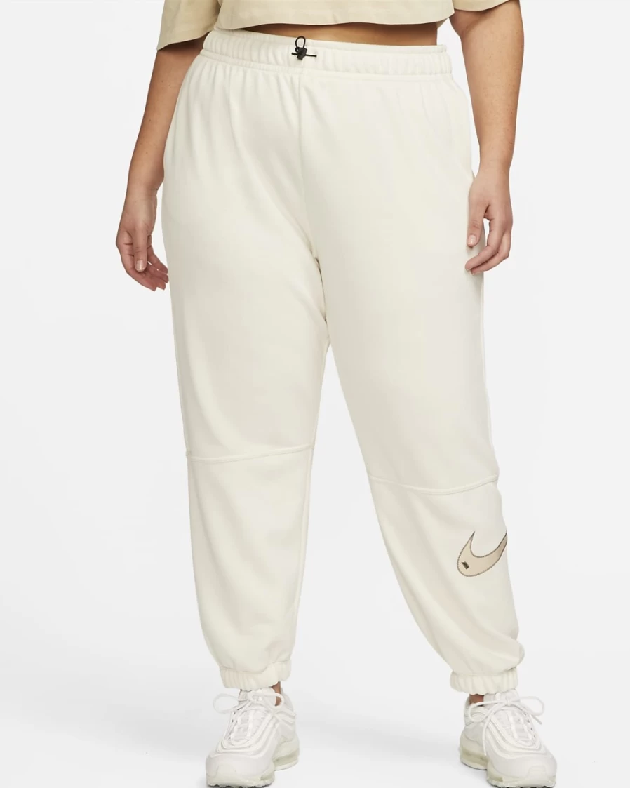 Nike Women's Plus Size High-Rise Joggers in Phantom/Black/Sanddrift - Sportswear with Swoosh Design