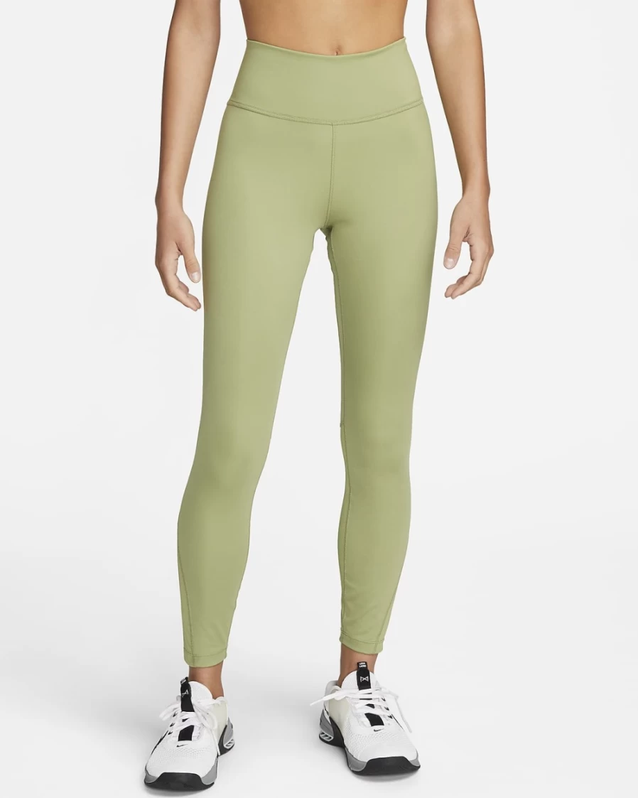 Nike One Women's Mid-Rise 7/8 Mesh-Paneled Leggings in Alligator/White - Breathable Workout Leggings for Running & Training