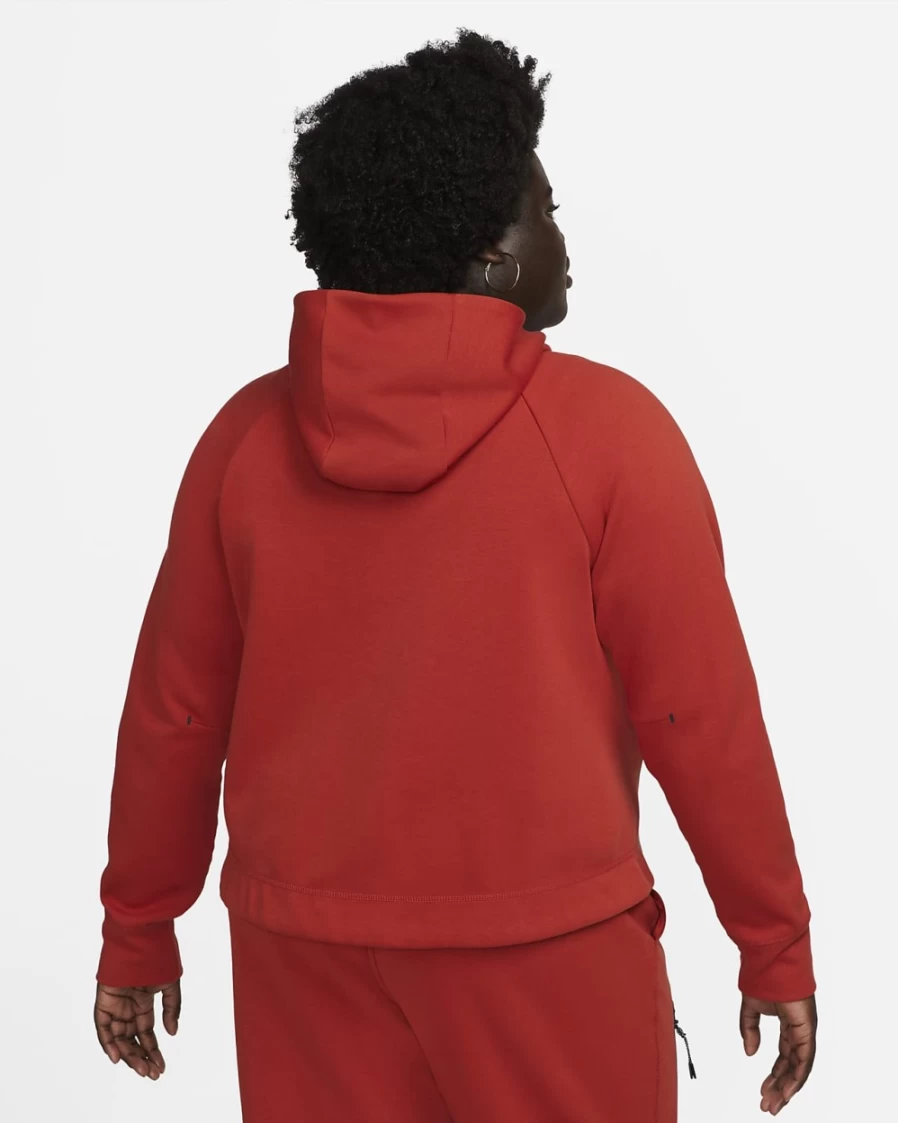 Nike Women's Plus Size Tech Fleece Windrunner Full-Zip Hoodie in Cinnabar & Black