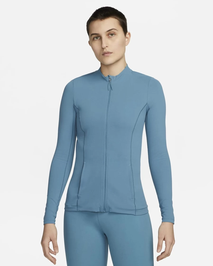 Nike Dri-FIT Luxe Women's Fitted Yoga Jacket in Noise Aqua - Lightweight Workout Top