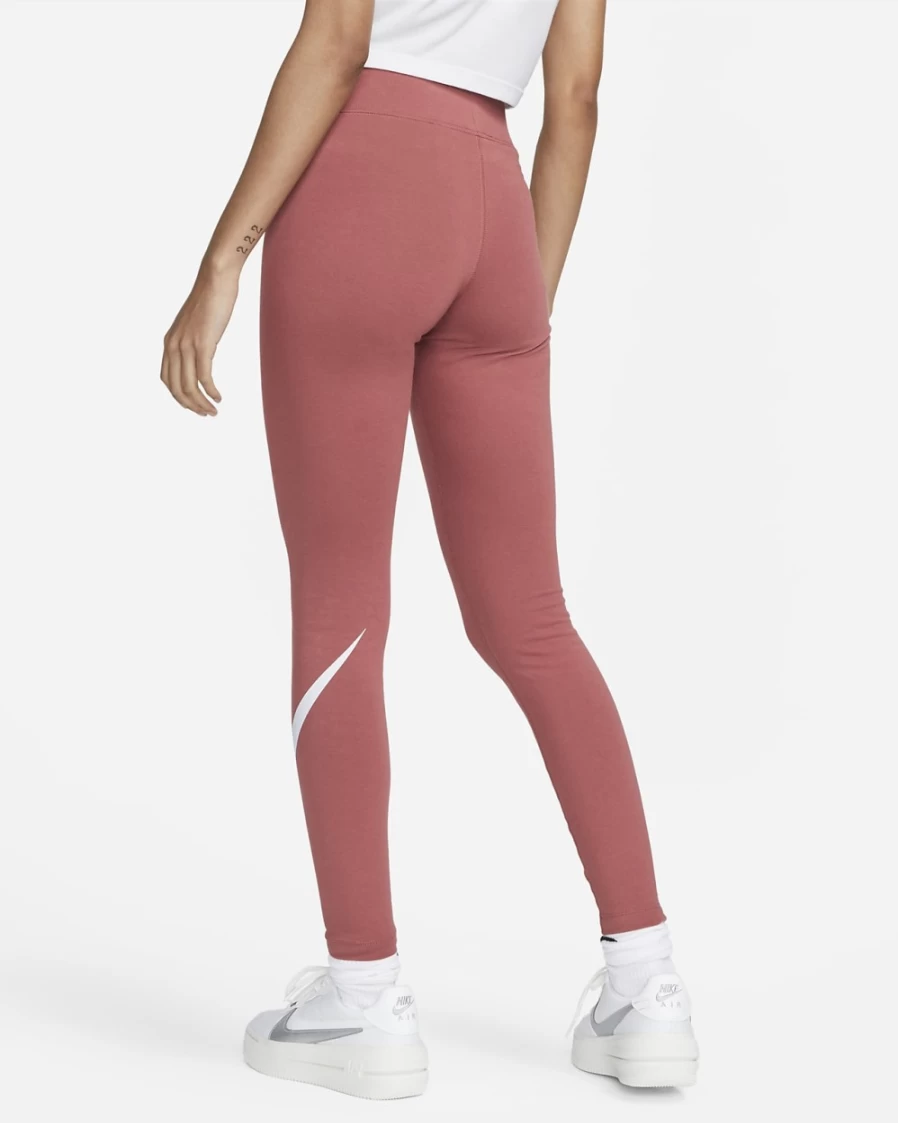 Nike Women's Essential Mid-Rise Swoosh Leggings in Canyon Rust/White - Sportswear Collection