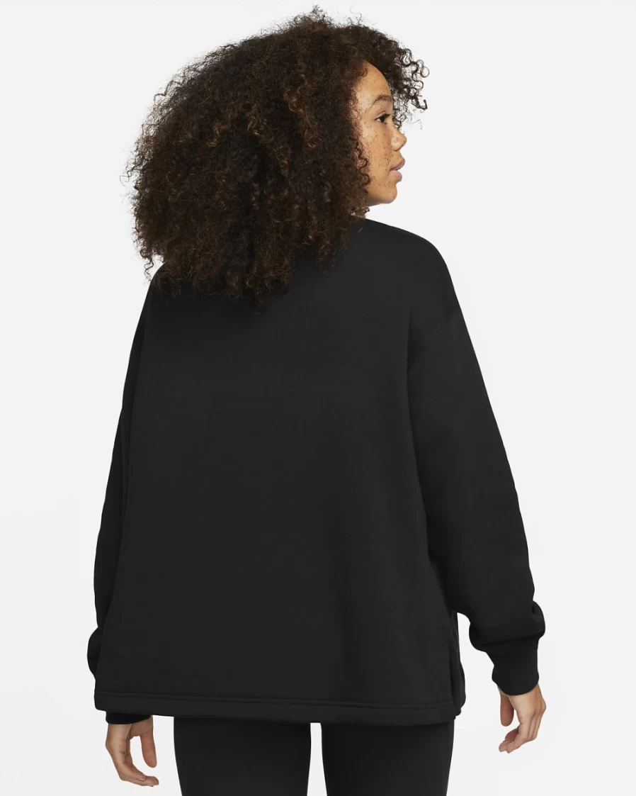 Nike Women's Black/White Swoosh Fleece 1/4-Zip Pullover Top - Sportswear Collection