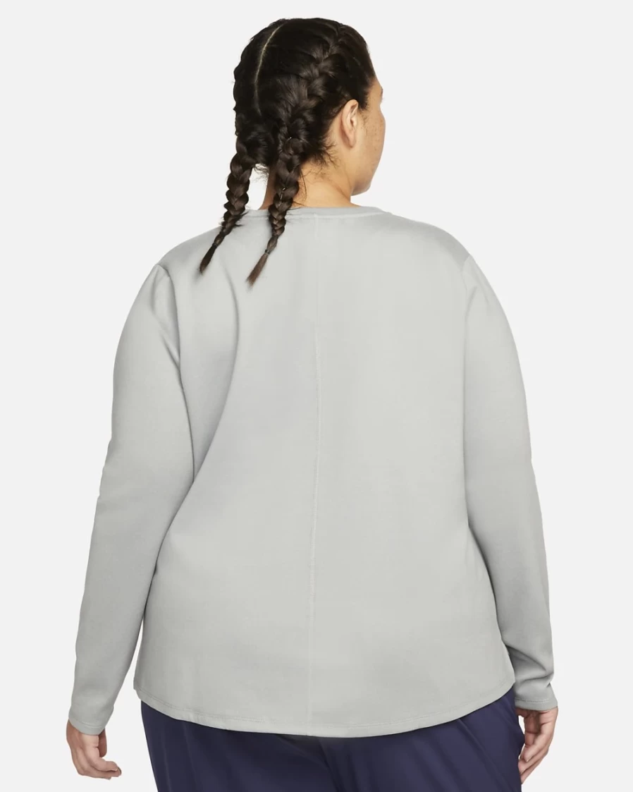 Nike Therma-FIT Women's Long-Sleeve Top - Particle Grey/Heather/Black - Plus Size Standard Fit