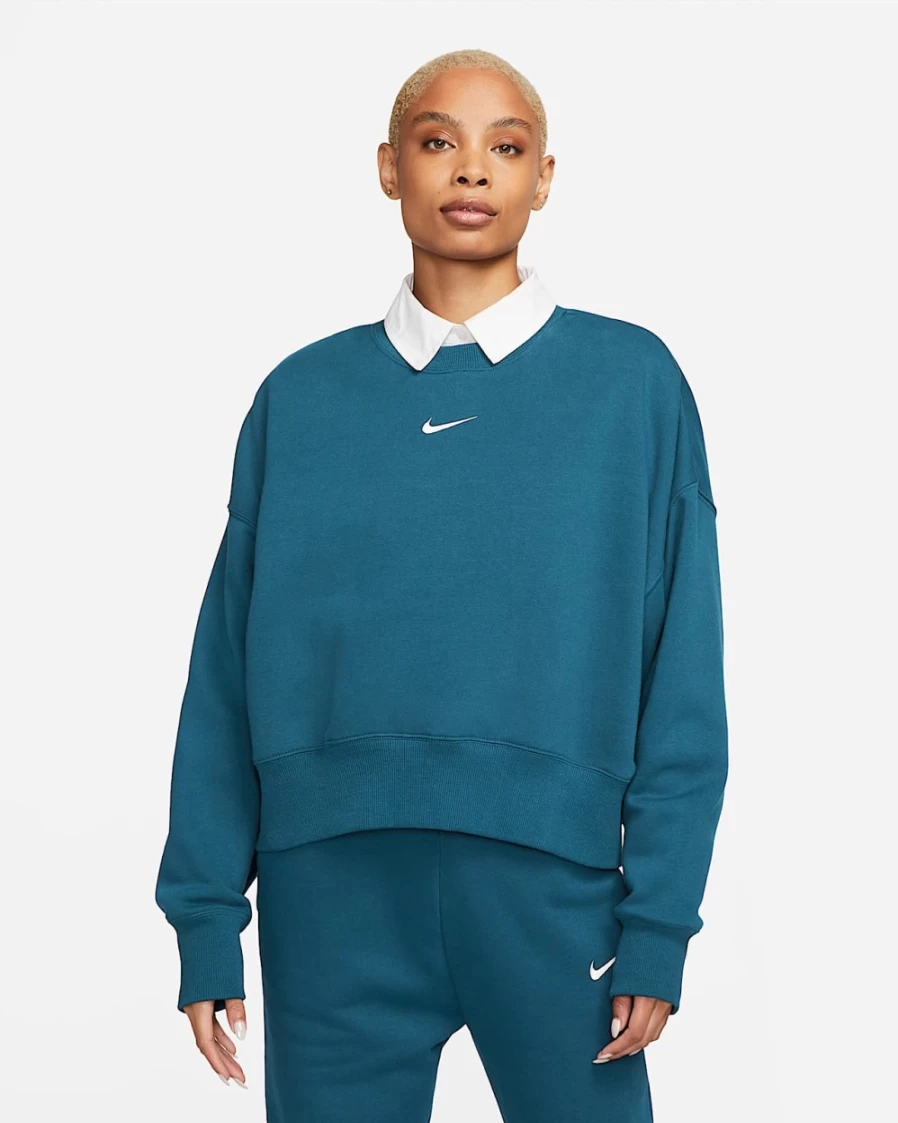 Nike Valerian Blue Women's Oversized Crewneck Sweatshirt - Phoenix Fleece Comfort